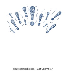 Hand-drawn exclamation marks. exclamation in the doodle. what