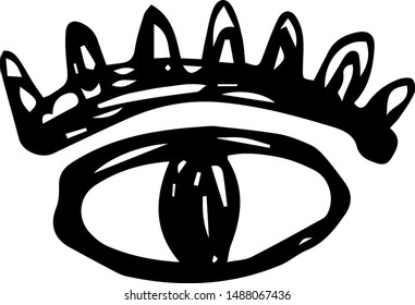 Handdrawn eye doodle icon. Hand drawn black sketch. Sign symbol. Decoration element. White background. Isolated. Flat design. Vector illustration.