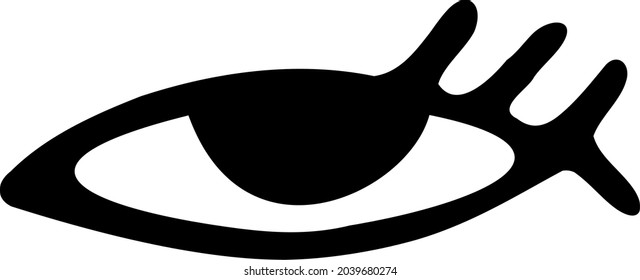 Hand-drawn eye. Logo concept. Abstract doodle for creating witchcraft textures, wallpapers, patterns, backgrounds, amulets from evil eye. Black-white flat graphic element. Illustration of divine gaze.