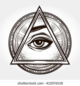 Handdrawn Eye Providence All Seeing Eye Stock Vector (Royalty Free ...