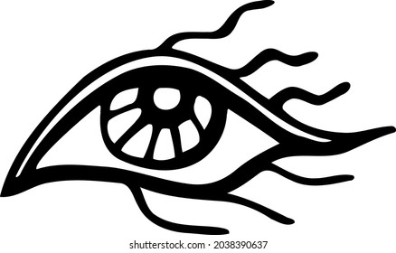 Hand-drawn eye. Witchcraft, mysticism, spirituality clipart. Black doodle of the divine gaze. Graphic element for creating magical patterns and charms from the evil eye. Vector illustration of optic.