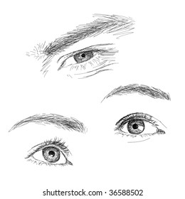 Hand-drawn eyes collection vector