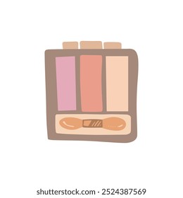 Hand-drawn eyeshadow palette, beauty cosmetic element, self care. Illustration for beauty salon, cosmetic store, makeup design. Doodle sketch style. 