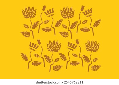 Hand-drawn fabric pattern flowers, nature objects set, clipart vector art
