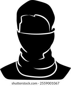 Hand-drawn face mask silhouette, winter Vector