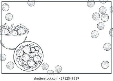 Conjunto de faláfel desenhado à mão.  Fundo do vetor. Ilustração do esboço.