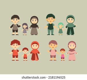 Hand-Drawn Family Chibi Character Illustrations