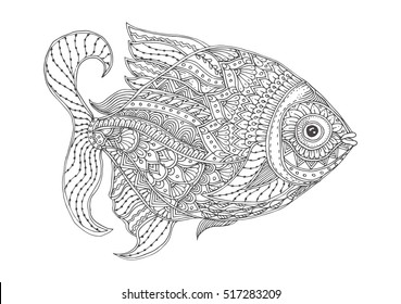 Adult Coloring Pages Fish Images Stock Photos Vectors Shutterstock