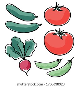 Hand-drawn farm produce, vegetables set
