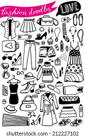 hand-drawn fashion doodles set 2