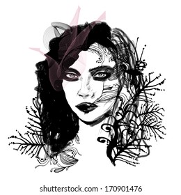 Hand-drawn fashion model 