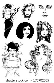 Hand-drawn fashion model 