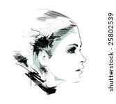 Hand-drawn fashion model. Vector illustration.