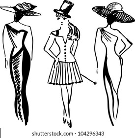 Silhouette Fashion Girls Stock Vector (Royalty Free) 113166442 ...