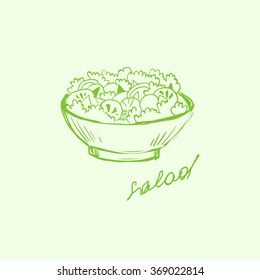 Handdrawn Fast Food and Fruits. Hand drawn Vector Illustartion