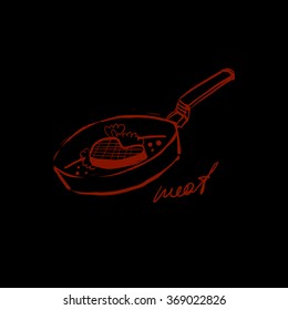 Handdrawn Fast Food and Fruits. Hand drawn Vector Illustartion