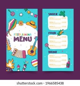 Hand-drawn Festa Junina menu template