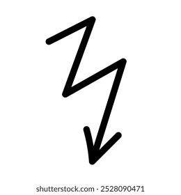 Hand-drawn figured arrow shape. Vector sign isolated on transparent background