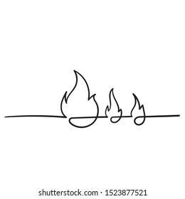 handdrawn fire icon illustration with single line style