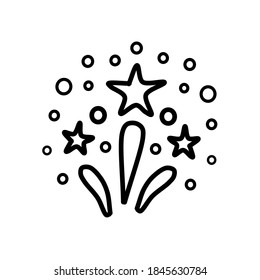 Hand-drawn firework isolated on a white background. Fireworks in the style of doodles. Vector illustration