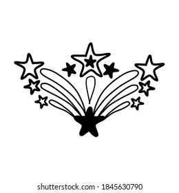 Hand-drawn firework isolated on a white background. Fireworks in the style of doodles. Vector illustration