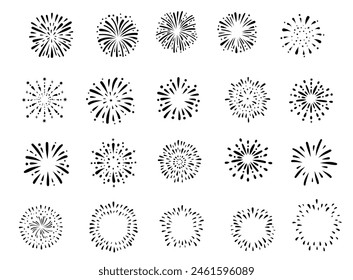 Hand-drawn Fireworks Line Art Illustration Material
