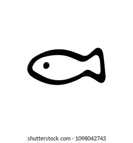 Handdrawn fish doodle icon. Hand drawn black sketch. Sign symbol. Decoration element. White background. Isolated. Flat design. Vector illustration.
