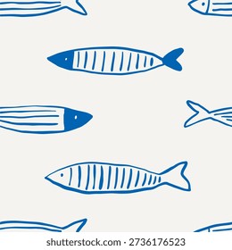 Hand-drawn fish set. Flat vector illustration on a white background.