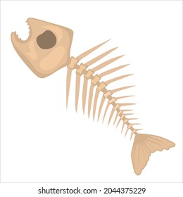 Hand-drawn Fish Skeleton isolated on white background. Food waste. Vector illustration
