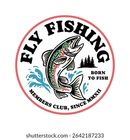 Hand-drawn fishing graphic. Vector fish illustration. Perfect for t-shirt prints, posters, stickers, and other uses.
