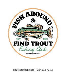 Hand-drawn fishing graphic. Vector fish illustration. Perfect for t-shirt prints, posters, stickers, and other uses.