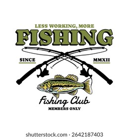 Hand-drawn fishing graphic. Vector fish illustration. Perfect for t-shirt prints, posters, stickers, and other uses.