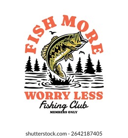 Hand-drawn fishing graphic. Vector fish illustration. Perfect for t-shirt prints, posters, stickers, and other uses.
