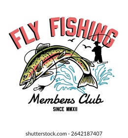 Hand-drawn fishing graphic. Vector fish illustration. Perfect for t-shirt prints, posters, stickers, and other uses.