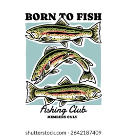 Hand-drawn fishing graphic. Vector fish illustration. Perfect for t-shirt prints, posters, stickers, and other uses.