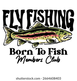 Gráfico de pesca desenhado à mão. Ilustração de peixe vetorial. pesque mais. Perfeito para impressões de camisetas, cartazes, adesivos e outros usos.