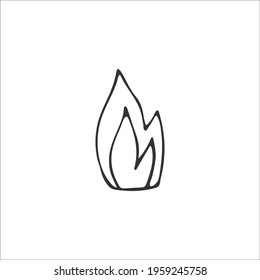 Hand-drawn flames of fire isolated on white background. Vector illustration