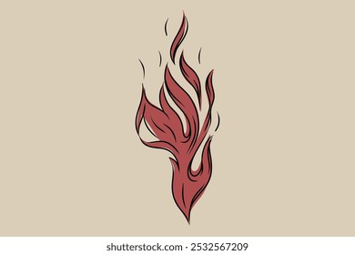 Hand-drawn flames vector image for fireplace, grill, packaging, etc. 2D clipart.