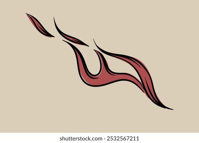 Hand-drawn flames vector image for fireplace, grill, packaging, etc. 2D clipart.