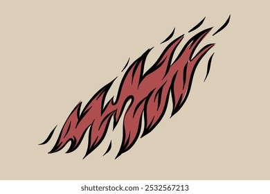 Hand-drawn flames vector image for fireplace, grill, packaging, etc. 2D clipart.