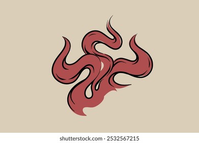Hand-drawn flames vector image for fireplace, grill, packaging, etc. 2D clipart.