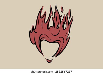 Hand-drawn flames vector image for fireplace, grill, packaging, etc. 2D clipart.