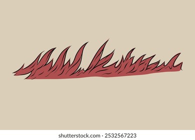 Hand-drawn flames vector image for fireplace, grill, packaging, etc. 2D clipart.