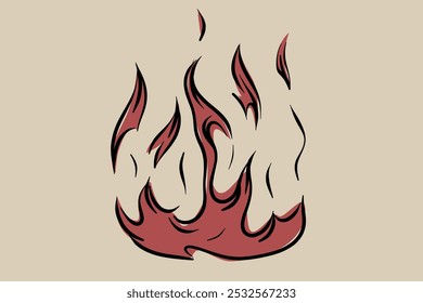 Hand-drawn flames vector image for fireplace, grill, packaging, etc. 2D clipart.