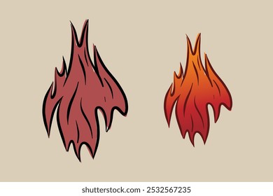 Hand-drawn flames vector image for fireplace, grill, packaging, etc. 2D clipart.