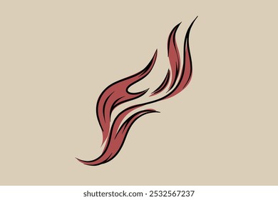 Hand-drawn flames vector image for fireplace, grill, packaging, etc. 2D clipart.