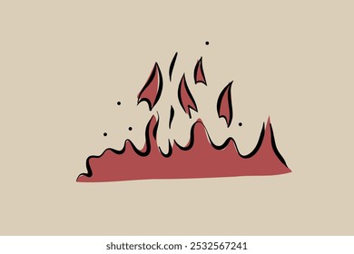 Hand-drawn flames vector image for fireplace, grill, packaging, etc. 2D clipart.
