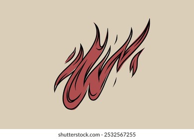 Hand-drawn flames vector image for fireplace, grill, packaging, etc. 2D clipart.