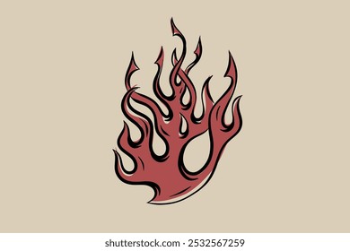 Hand-drawn flames vector image for fireplace, grill, packaging, etc. 2D clipart.