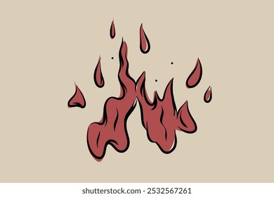 Hand-drawn flames vector image for fireplace, grill, packaging, etc. 2D clipart.